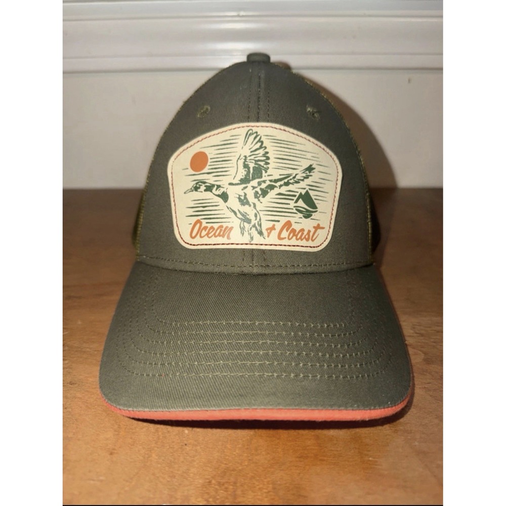 Ocean Coast Green Trucker Snapback Hat Unisex Adult Mallard Duck Goose Bird Hunt